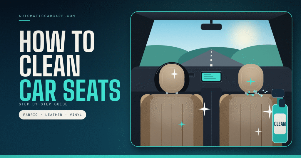 How to clean car seats: before and after car seat with a spray cleaner bottle
